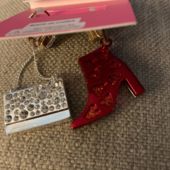 Betsey Johnson Red Shoe and Silver Handbag Earrings - Picture 4 of 5